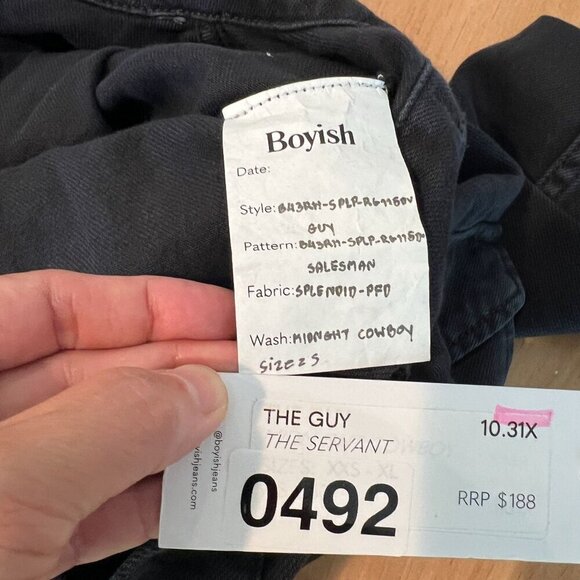 Boyish The Guy Slim Denim Jumpsuit Small in Denim Charcoal - Picture 9 of 12